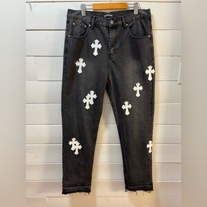 LEVI’S – Chrome Hearts Style Black Denim Jeans – Size 34 – Black